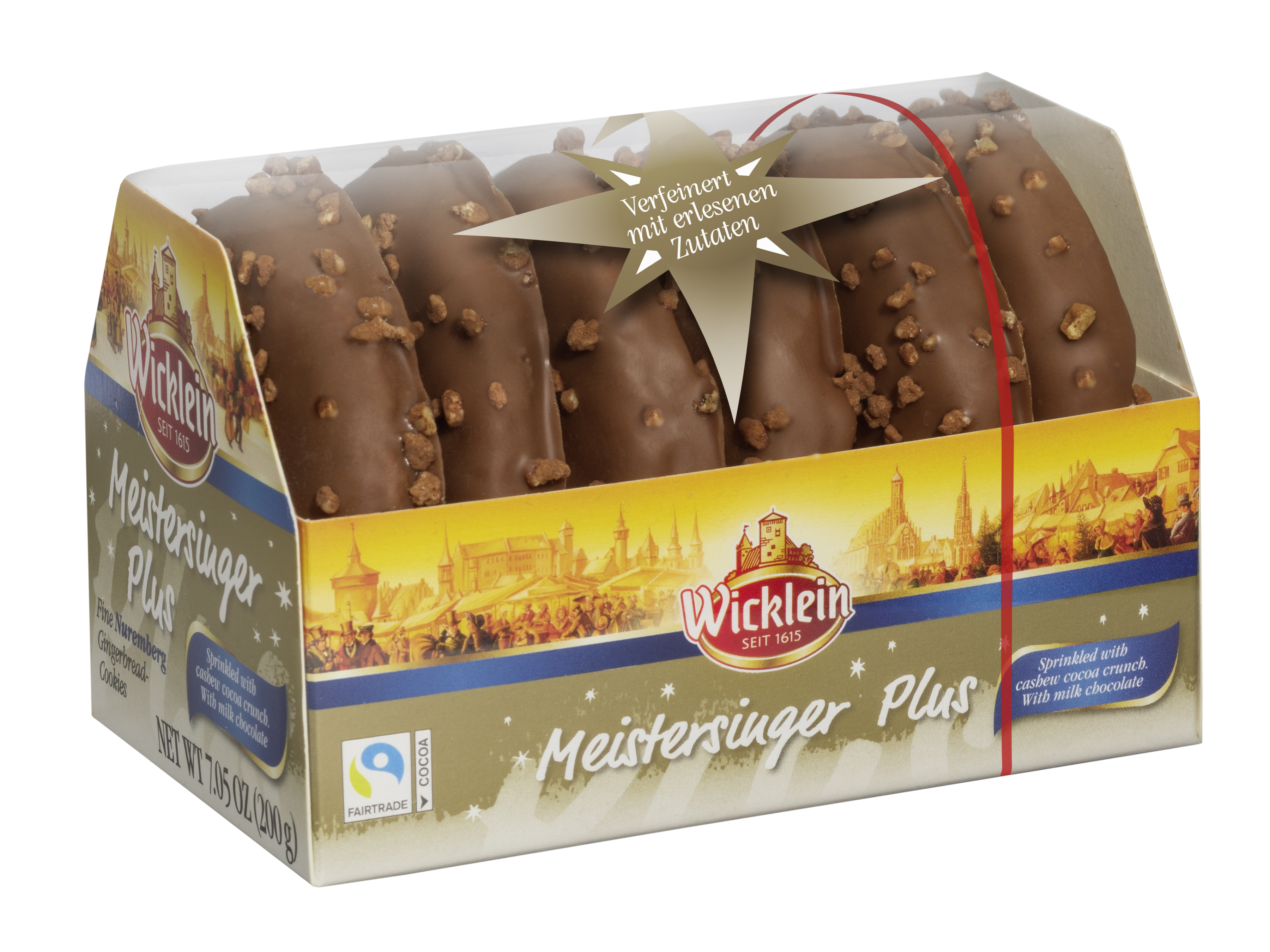 Meistersinger Plus with almond brittle, milk choclate coated