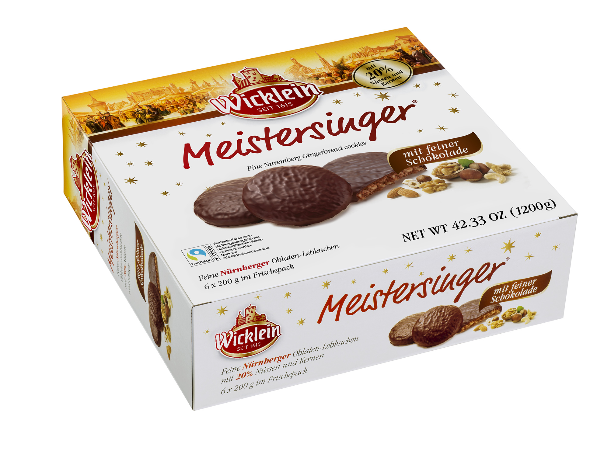 Fine Nuremberg Gingerbread (Oblaten-Lebkuchen) cookies with 20 % nuts and kernels