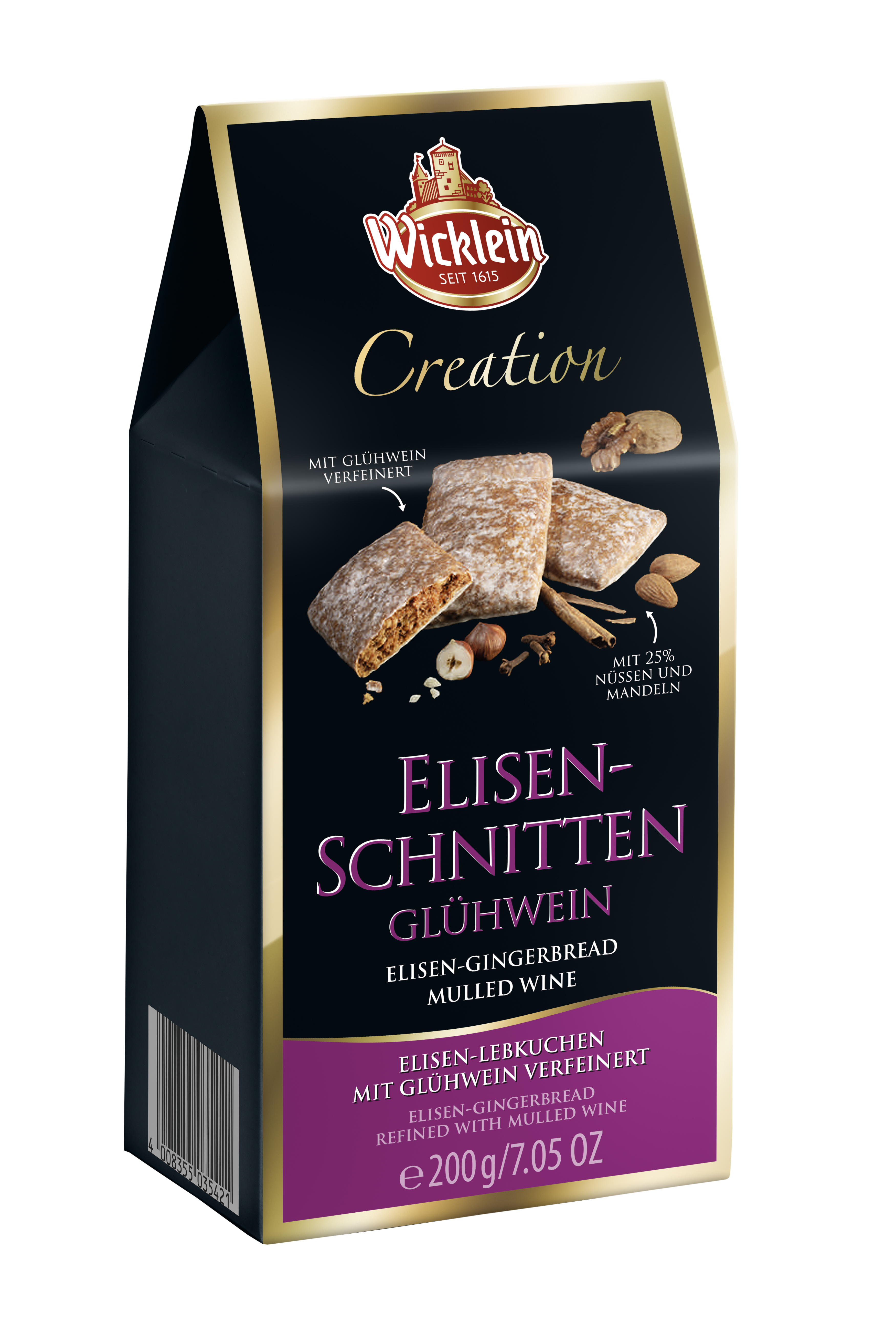 Nuremberg Elisen-Gingerbread cookies with 25 % nuts and almonds, with 4% mulled wine